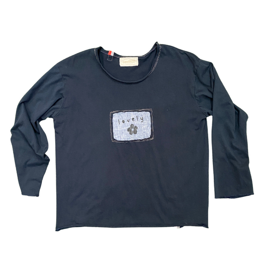 Navy 'lovely' Long Sleeve Tee