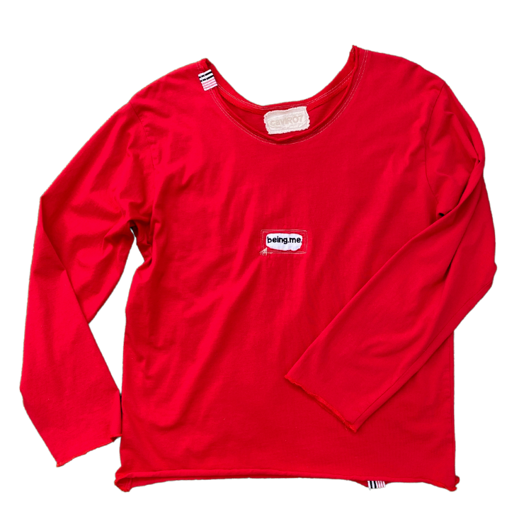 Red 'being me' Long Sleeve Tee