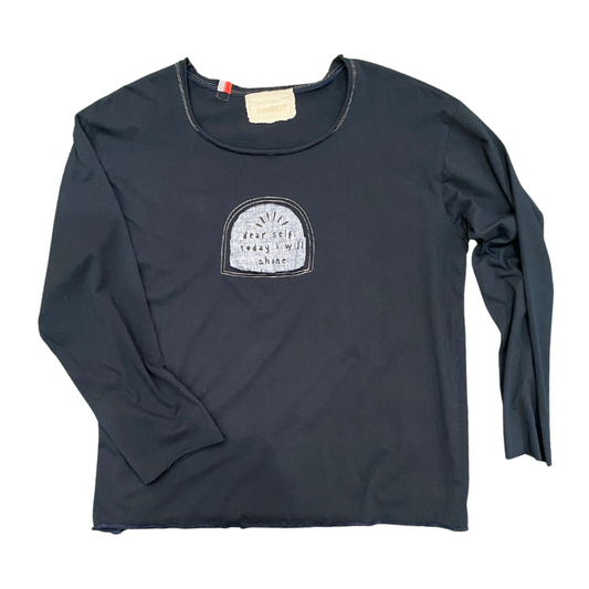 Navy 'dear self' Long Sleeve Tee